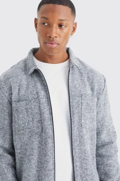 Oversized Long Sleeve Jacquard Overshirt | BoohooMAN UK
