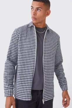 Oversized Long Sleeve Jacquard Overshirt | BoohooMAN UK