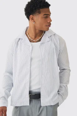 Oversized Long Sleeve Stripe Shirt | BoohooMAN UK