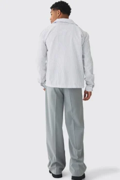 Oversized Long Sleeve Stripe Shirt | BoohooMAN UK