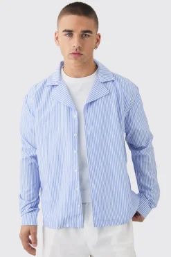 Oversized Long Sleeve Stripe Shirt | BoohooMAN UK