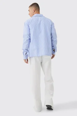 Oversized Long Sleeve Stripe Shirt | BoohooMAN UK