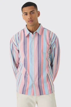 Oversized Long Sleeve Stripe Shirt | BoohooMAN UK