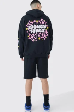 Oversized Looney Tunes Taz Multi Print License Hoodie | BoohooMAN UK