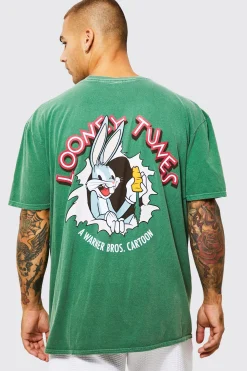 Oversized Looney Tunes Washed T-shirt | BoohooMAN UK