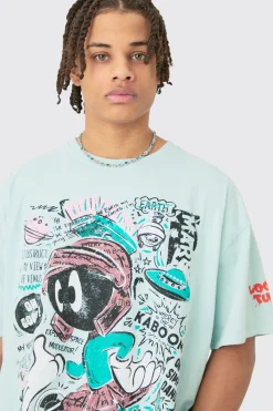 Oversized Looney Tunes Wash License T-shirt | BoohooMAN UK