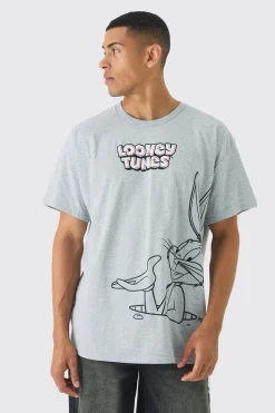 Oversized Looney Tunes Wash License Print T-shirt | BoohooMAN UK