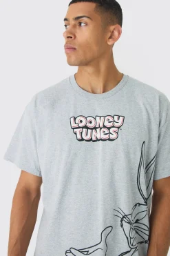 Oversized Looney Tunes Wash License Print T-shirt | BoohooMAN UK