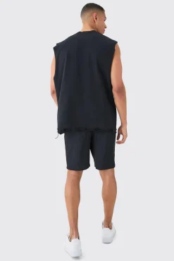 Oversized Loopback Drop Armhole Distressed Tank | BoohooMAN UK