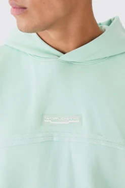 Oversized Loopback Raw Hem Panel Hoodie | BoohooMAN UK