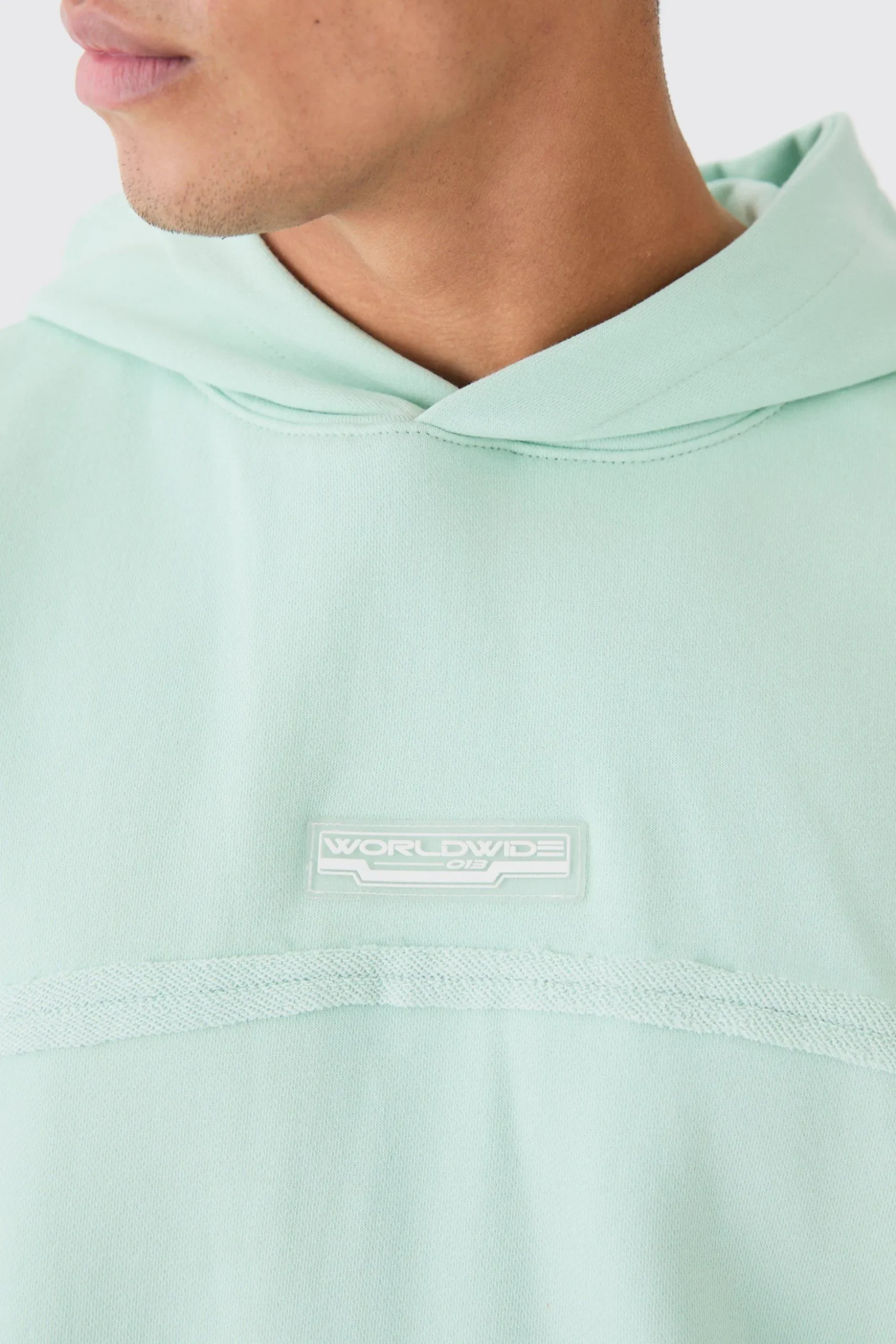 Oversized Loopback Raw Hem Panel Hoodie | BoohooMAN UK