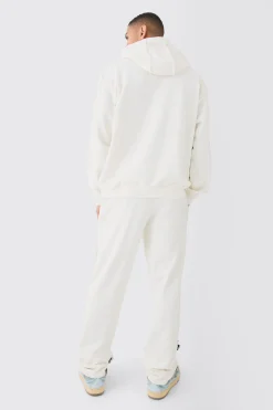 Oversized Loopback Raw Hem Panel Hooded Tracksuit | BoohooMAN UK