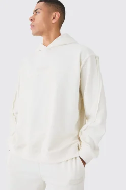 Oversized Loopback Raw Hem Panel Hooded Tracksuit | BoohooMAN UK