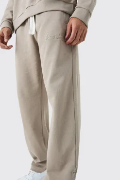 Oversized Loopback Ribbed Applique Zip Jogger | BoohooMAN UK