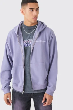 Oversized Loopback Zip Through Hoodie | BoohooMAN UK