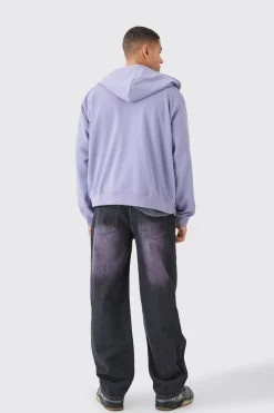 Oversized Loopback Zip Through Hoodie | BoohooMAN UK
