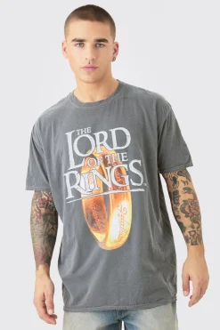 Oversized Lord Of The Rings Wash License T-shirt | BoohooMAN UK
