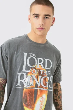 Oversized Lord Of The Rings Wash License T-shirt | BoohooMAN UK