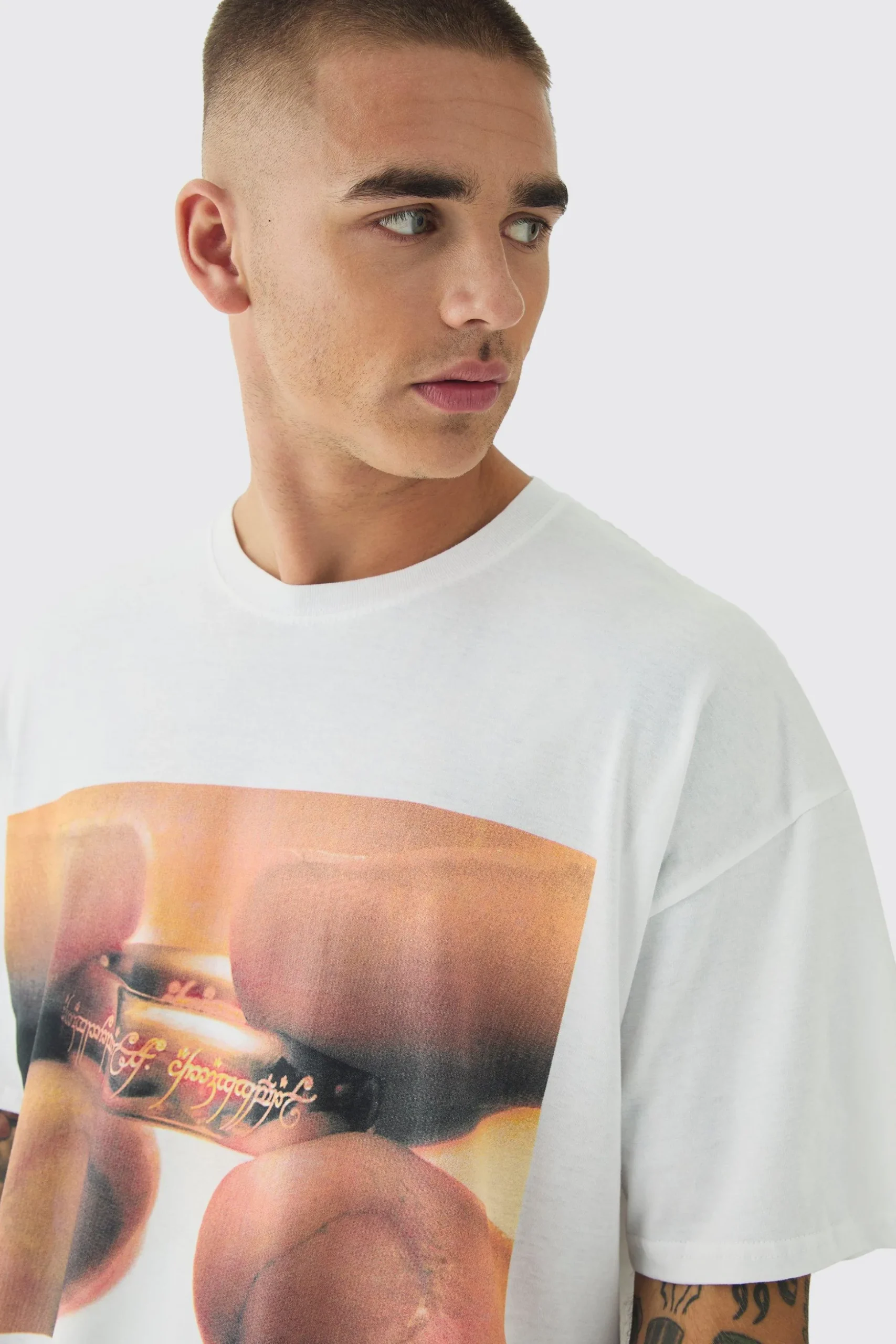 Oversized Lord Of The Rings License Print T-Shirt | BoohooMAN UK