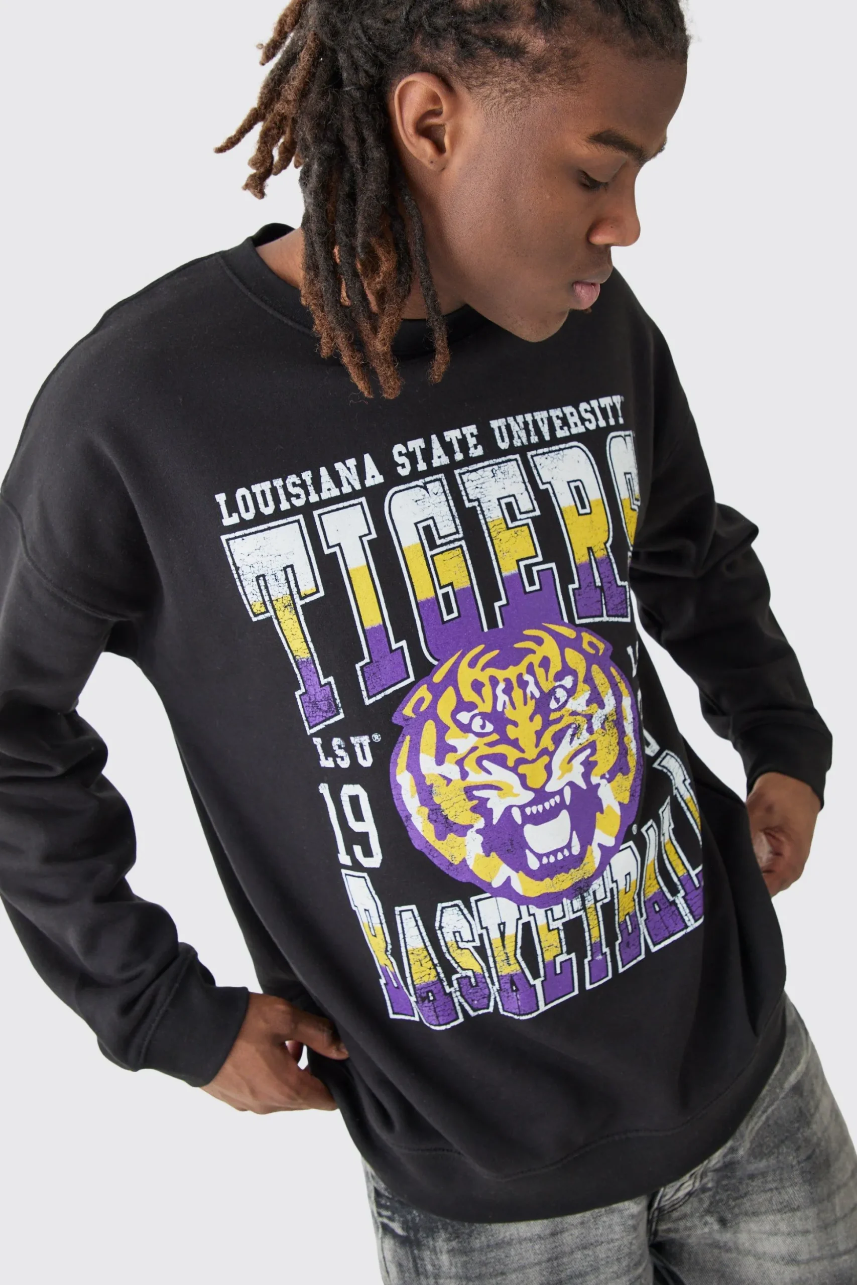 Oversized Louisiana Tigers License Sweatshirt | BoohooMAN UK
