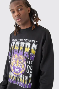 Oversized Louisiana Tigers License Sweatshirt | BoohooMAN UK