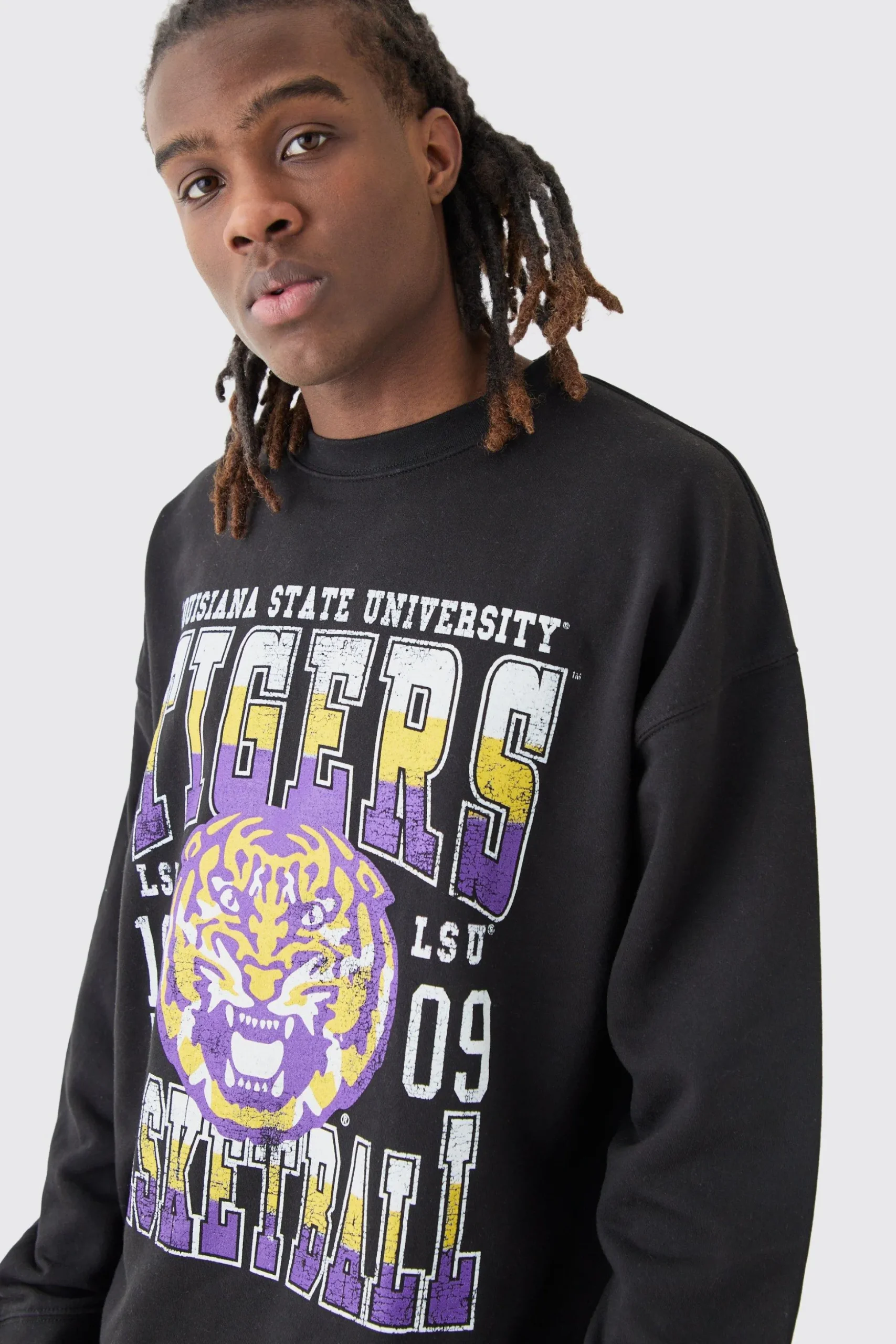 Oversized Louisiana Tigers License Sweatshirt | BoohooMAN UK