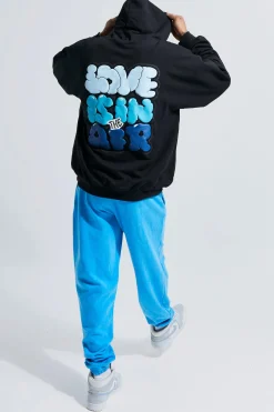Oversized Love Is In The Air Puff Print Hoodie | BoohooMAN UK