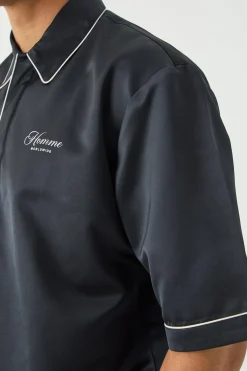 Oversized Lowkey Paradise Satin Shirt | BoohooMAN UK