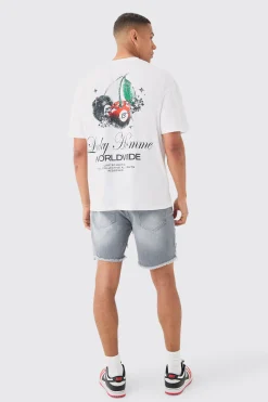 Oversized Lucky Homme Print T-shirt | BoohooMAN UK