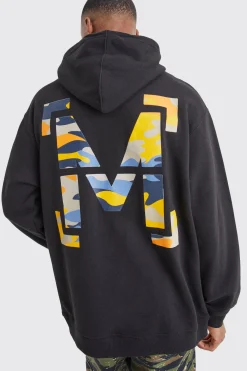 Oversized M Camo Graphic Hoodie | BoohooMAN UK