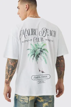 Oversized Malibu Tree Print T-shirt | BoohooMAN UK