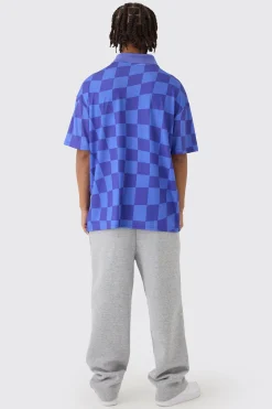 Oversized Man Checkerboard Football Top | BoohooMAN UK