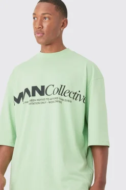 Oversized Man Collective Extended Neck Half Sleeve T-shirt | BoohooMAN UK