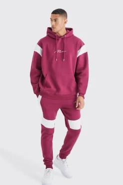Oversized Man Colour Block Hooded Tracksuit | BoohooMAN UK