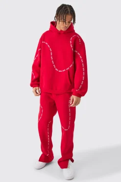 Oversized Man Dash Printed Split Hem Tracksuit | BoohooMAN UK