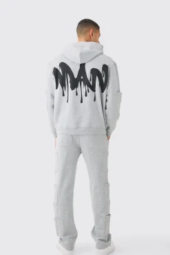 Oversized Man Drip Multi Pocket Hooded Tracksuit | BoohooMAN UK