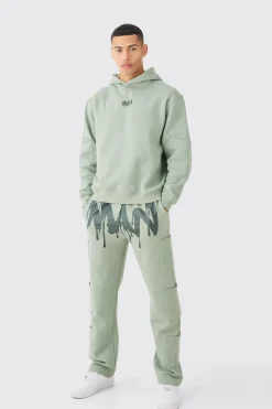 Oversized Man Drip Multi Pocket Hooded Tracksuit | BoohooMAN UK