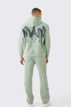 Oversized Man Drip Multi Pocket Hooded Tracksuit | BoohooMAN UK