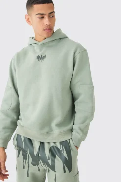 Oversized Man Drip Multi Pocket Hooded Tracksuit | BoohooMAN UK