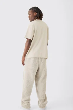Oversized Man Embroidery Borg Jogger | BoohooMAN UK