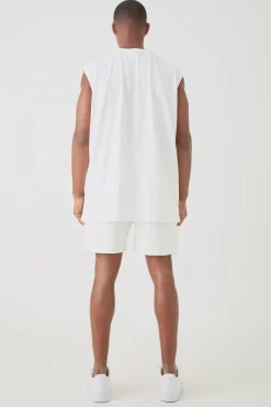 Oversized Man Flock Printed Tank & Short Set | BoohooMAN UK