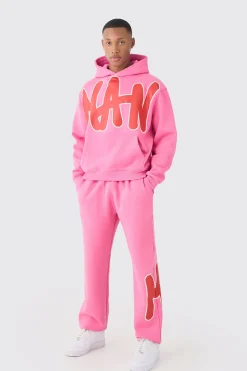 Oversized Man Graphic Hooded Tracksuit | BoohooMAN UK