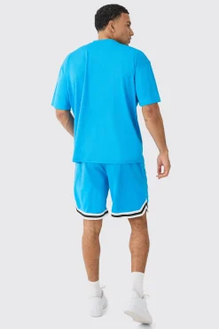 Oversized Man Mesh Varsity Top And Basketball Shorts Set | BoohooMAN UK
