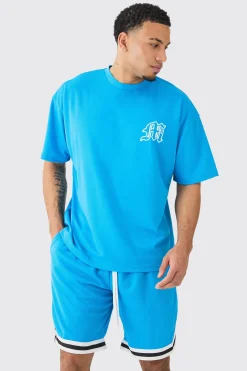 Oversized Man Mesh Varsity Top And Basketball Shorts Set | BoohooMAN UK