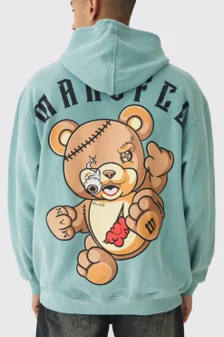 Oversized MAN OFCL Teddy Large Scale Print Hoodie | BoohooMAN UK
