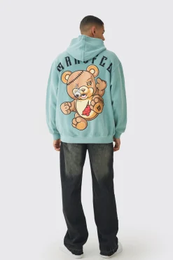 Oversized MAN OFCL Teddy Large Scale Print Hoodie | BoohooMAN UK