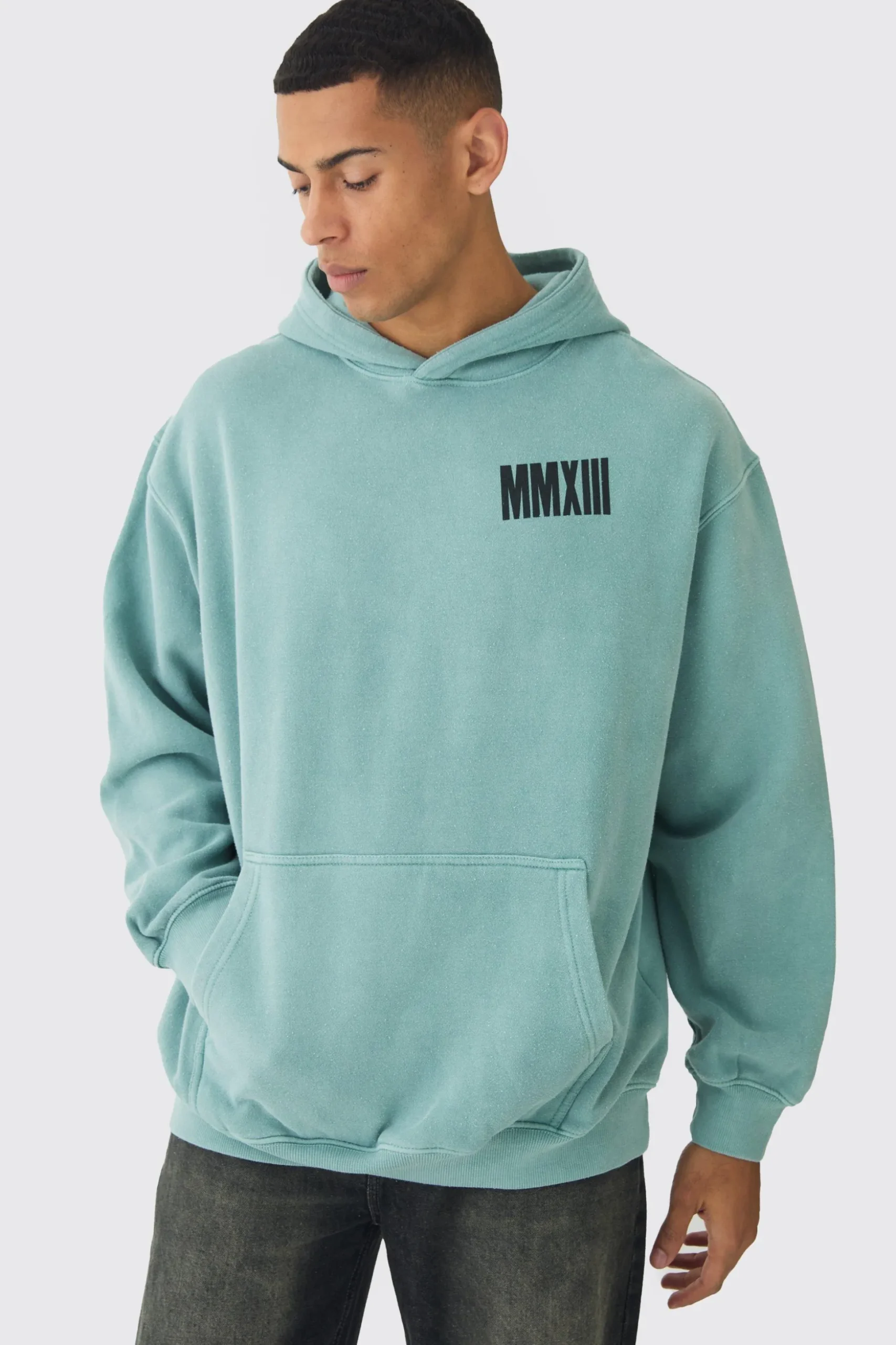 Oversized MAN OFCL Teddy Large Scale Print Hoodie | BoohooMAN UK