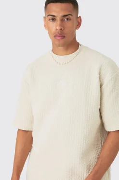 Oversized Man Signature Quilted Herringbone T-shirt And Short Set | BoohooMAN UK