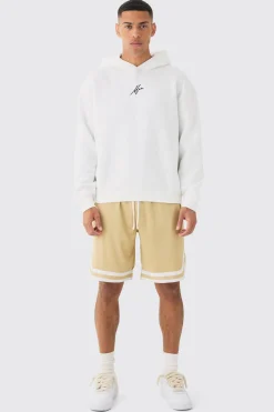 Oversized Man Signature Varsity Hoodie And Basketball Short Tracksuit | BoohooMAN UK
