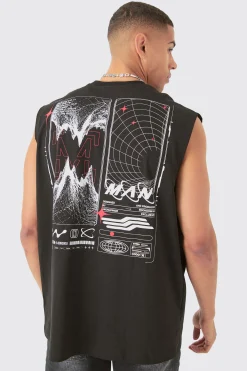 Oversized Man Space Printed Tank | BoohooMAN UK